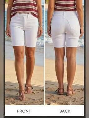 NYDJ Shorts Slimming Sculpting White Denim Stretch Lift Tuck Size 16 New